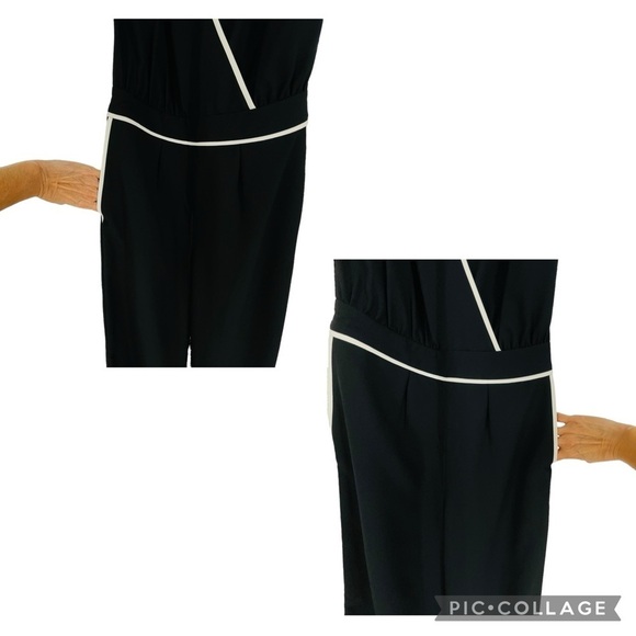 Razor Back Wide Leg Black White Jumpsuit - Sz 0 Chic Date Night Feminine - Picture 8 of 13